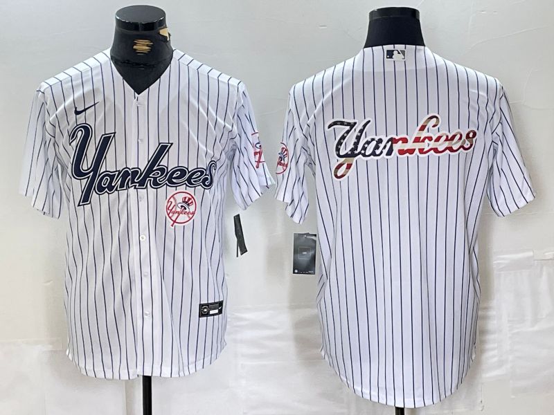 Men New York Yankees Blank White stripe Three generations joint names Nike 2024 MLB Jersey style 6